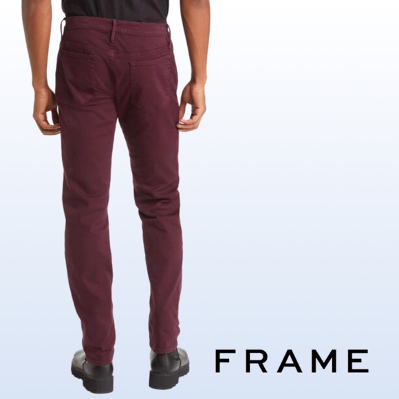 FRAME Men's L'Homme Slim Fit Jeans in Garage Maroon - 36 - Picture 2 of 14